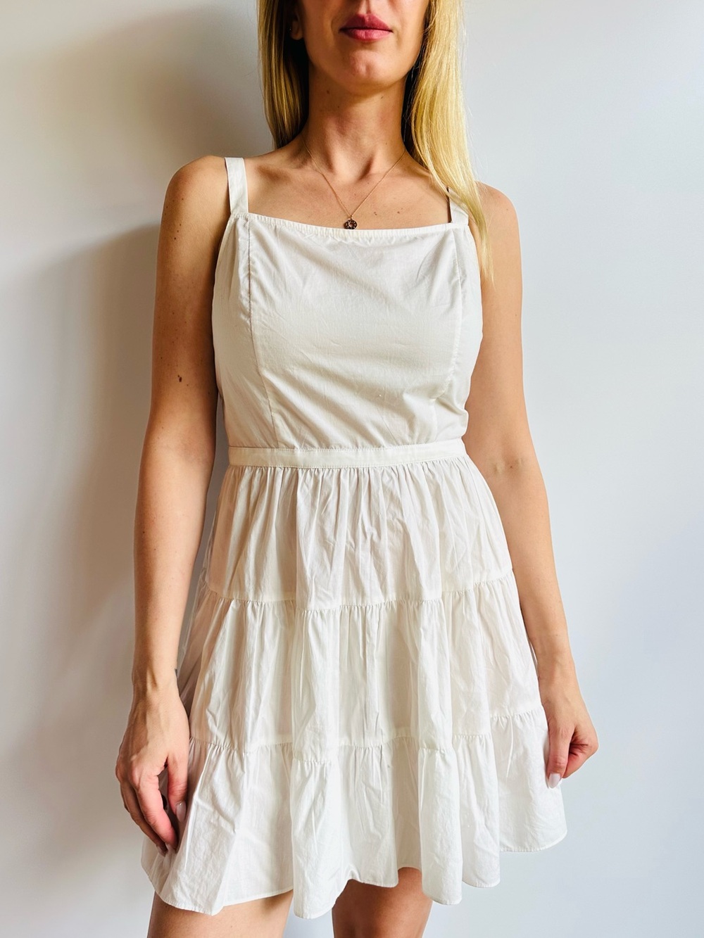 New Walter Baker White Cotton Tiered Flare Mini Sundress Sleeveless Summer Boho